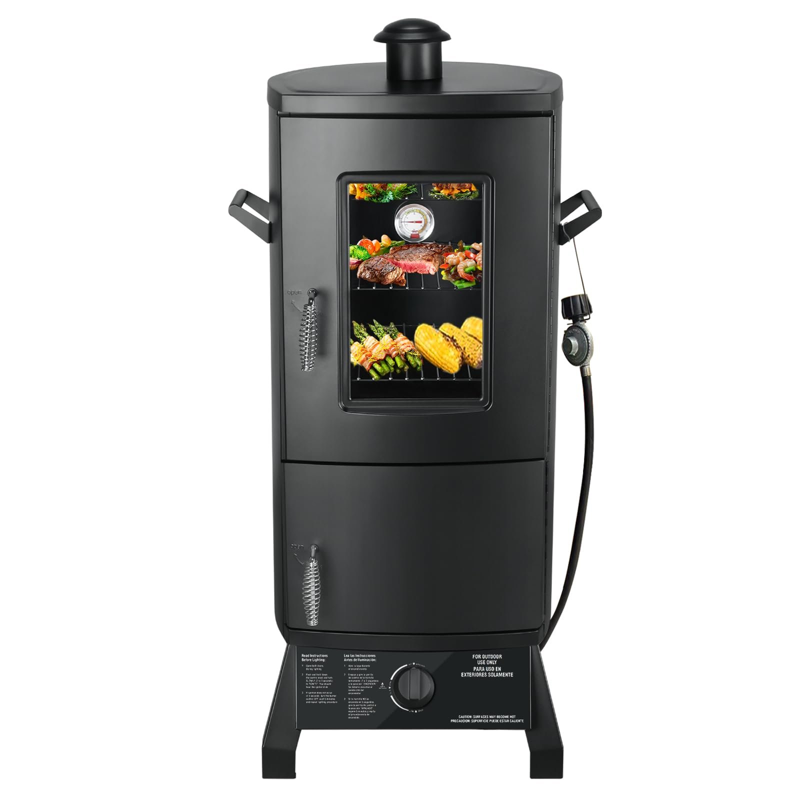 Propane Smoker, Vertical Smoker with Three Removable Shelves,Outdoor Grills & Smokers with Thermometer for BBQ, Backyard,Black…