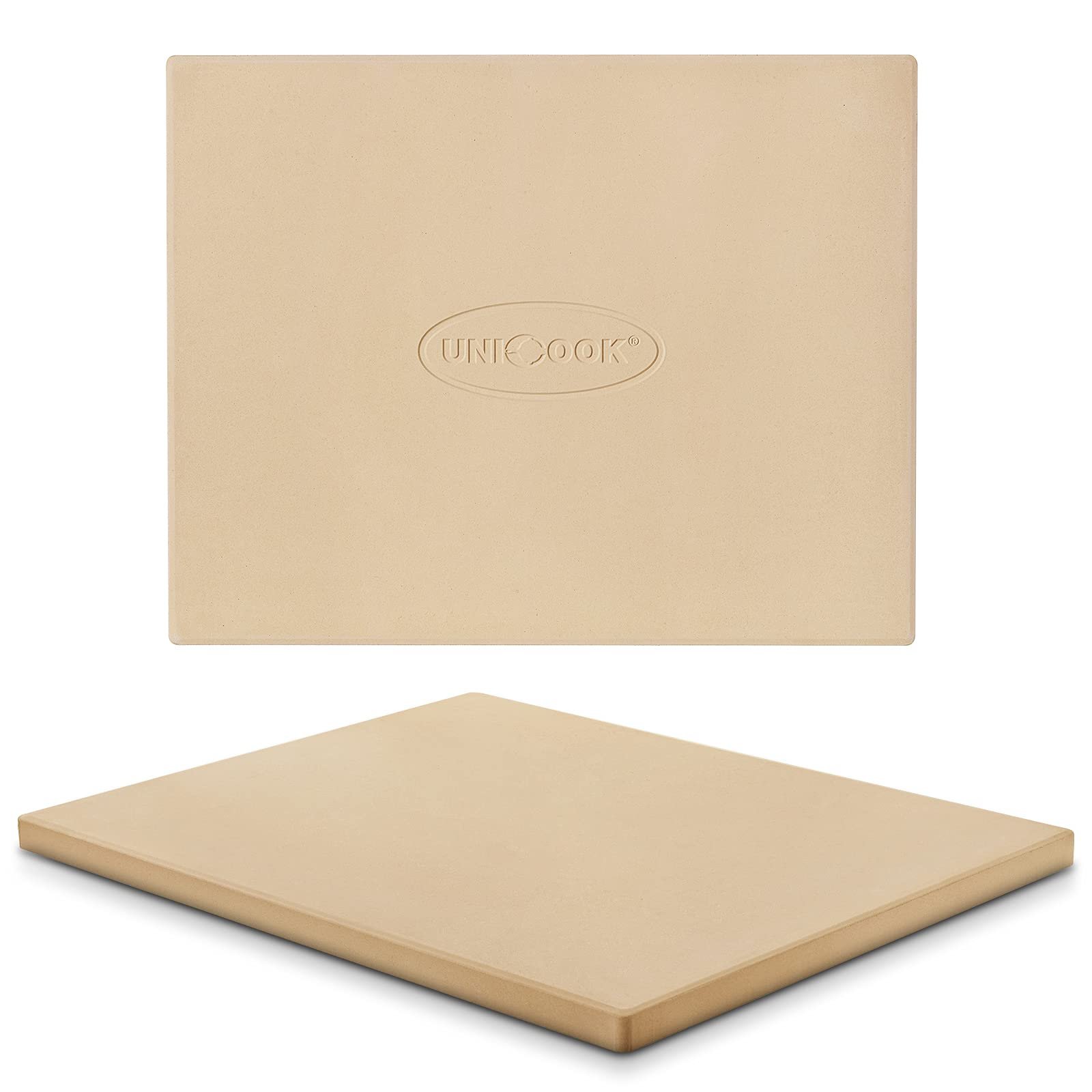 Unicook Pizza Stone, Heavy Duty Cordierite Pizza Pan for Oven and Grill, Thermal Shock Resistant Baking Stone for Bread, 15 X 12 Inch Rectangular, 6.8 lbs